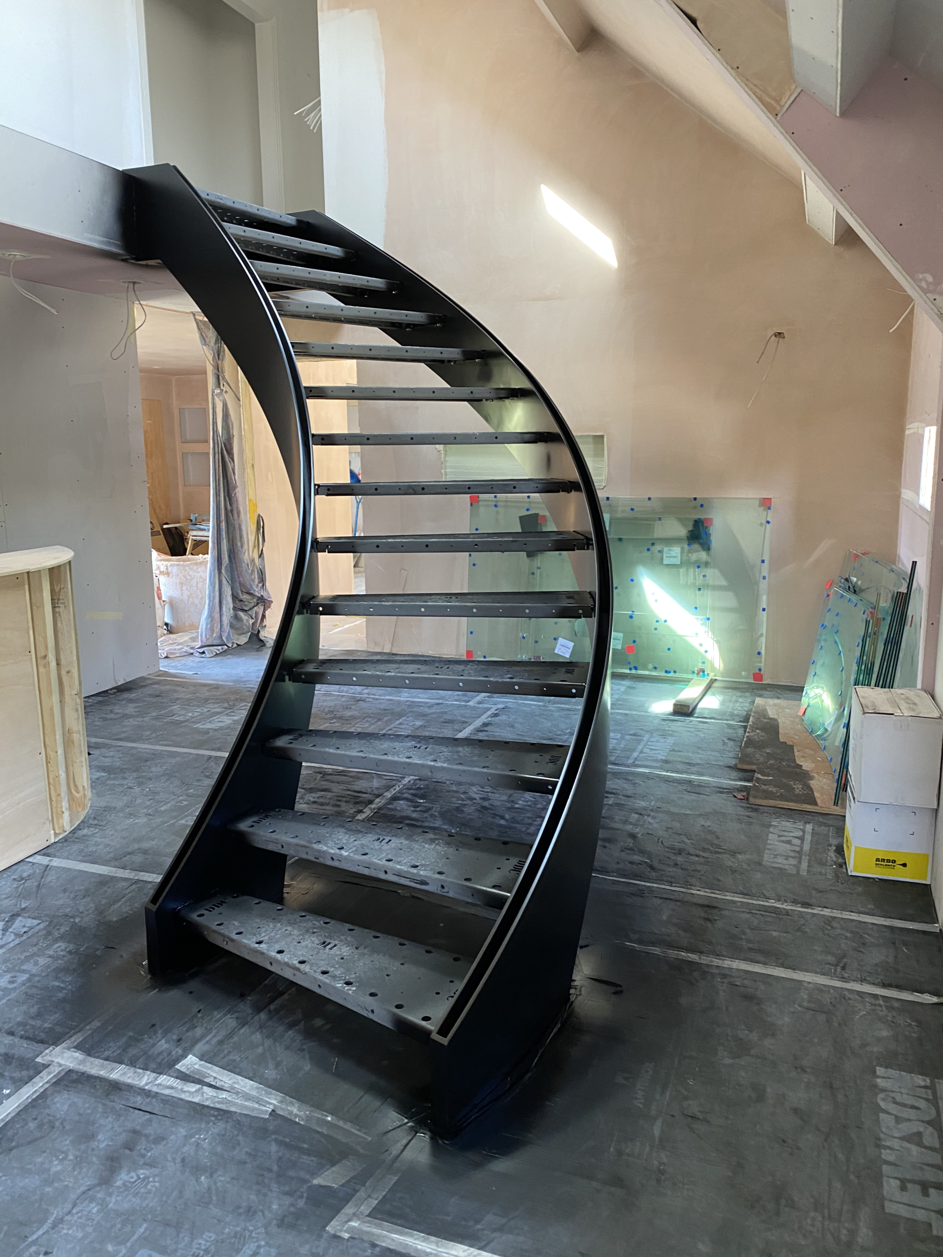 metal carcase stairs Curved Metal staircase DDC London